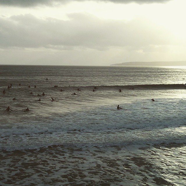 Brave surfers in the sea at Bournemouth!