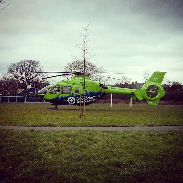 A different visitor to the play area today! #AirAmbulance