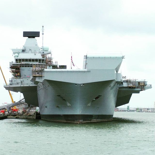 Head on with a brand new aircraft carrier!
