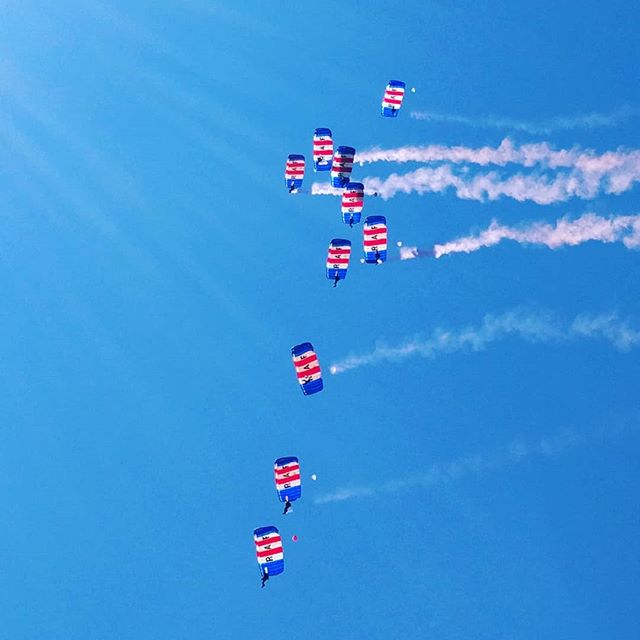 The highlight of The #cotswoldshow for us the @raffalcons landing from 12,000ft next to us and the little man getting all their autographs!