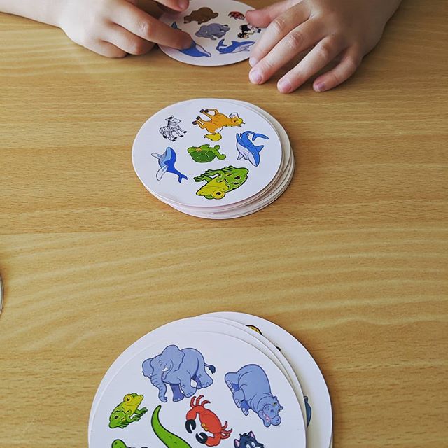 When you have to genuinely try to beat a four year old! She's one smart cookie!#dobble #dobblekids #cardgames