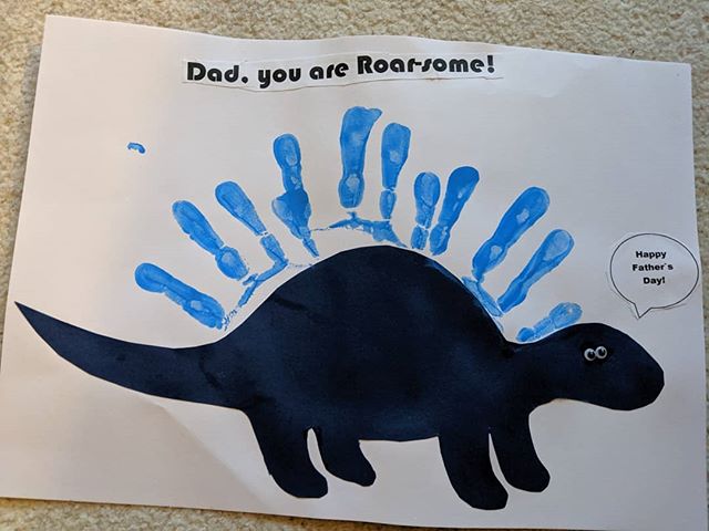 My Roar-some #fathersday card from the little lady!#dinosaurs #roar