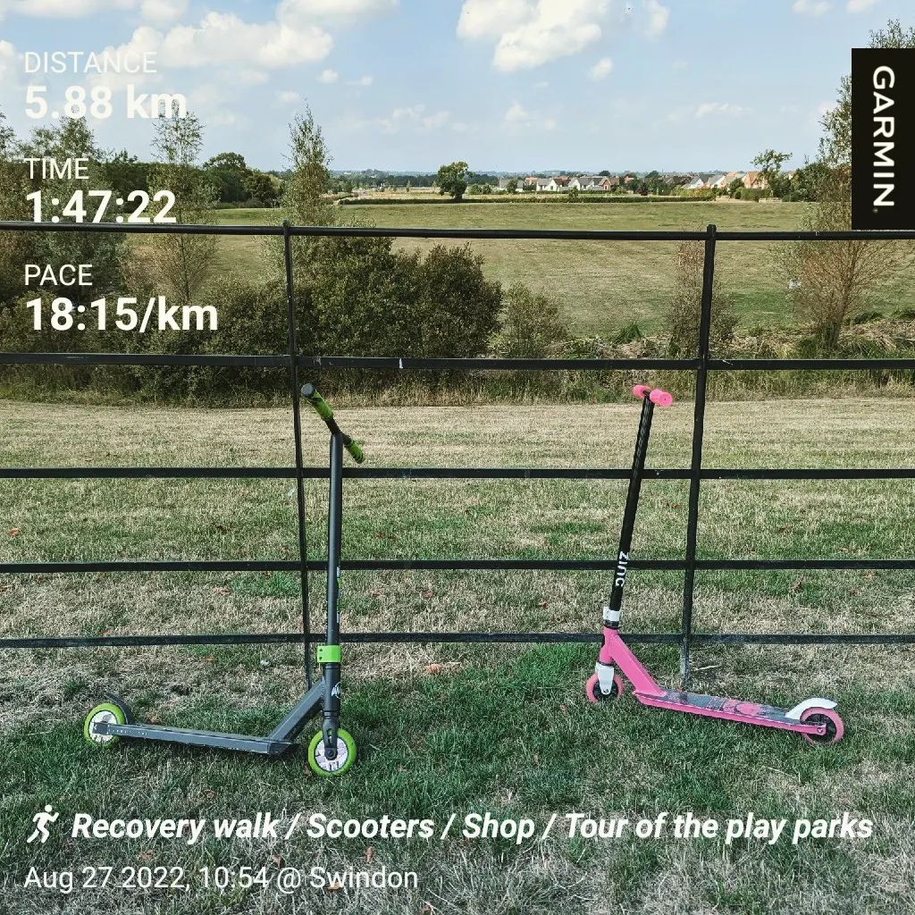 Recovery walk / Scooters / Shop / Tour of the play parks#runnersofinstagram #run #walk #scooters #runningmotivation